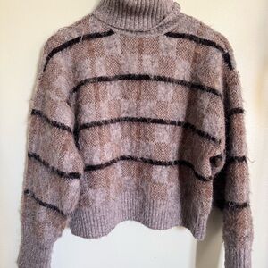 RD Style Plaid Turtleneck Sweater in Brown and Black